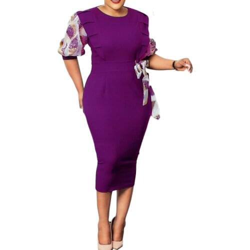 Summer Midi Dress African Dresses for Women Sexy Print Short Lantern Sleeve Belt Bodycon Dress Office Lady Clothes Robe Femme