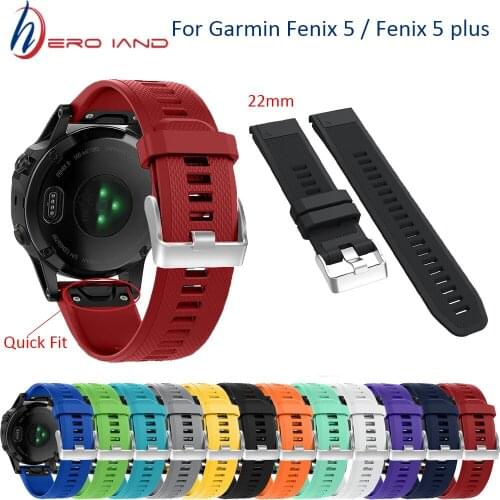22MM Watchband Strap for Garmin Fenix 5/5 Plus Watch Quick Release Silicone Easyfit Wrist Band Strap for Garmin Fenix 5 Bracelet