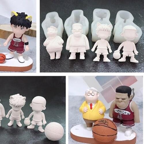 Slam Dunk Hanamichi Sakuragi Rukawa Kaede Mould Fondant Decor Silicone Mold Sugarcraft Chocolate Baking Tool Cake Gumpaste Form