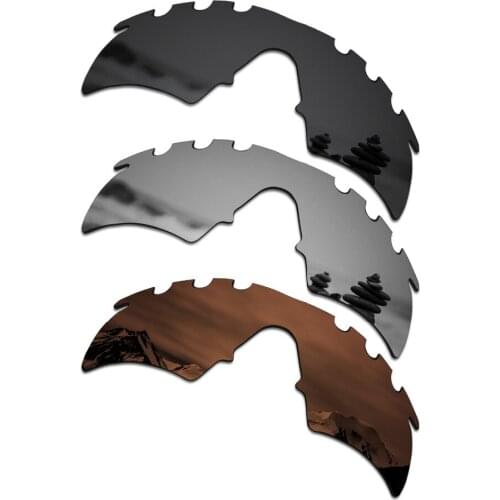 SmartVLT 3 Pieces Polarized Sunglass Replacement Lenses for Oakley M Frame Hybrid Vented Black & Silver Titanium & Amber Brown
