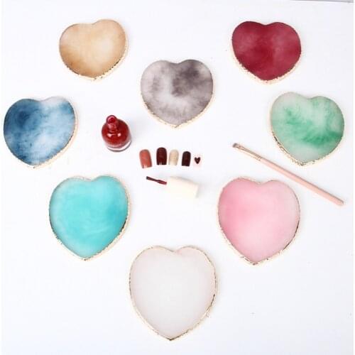 Resin False Nail Tips Drawing Palette Love Heart Shaped Nail Art Equipment Manicure Polish Gel Nail Color Mixing Display Stand