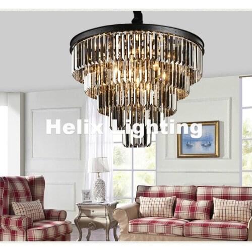 Modern D45cm D60cm D80cm Nordic Modern Top K9 Smokey Clear Crystal Pendant Light Hotel Hall Living Room Dining Room AC 110-240V