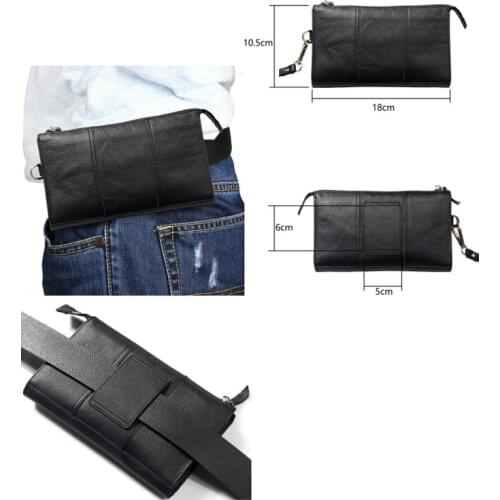 Universal Second Layer Genuine Wallet Bag For Samsung Note 9 8 5 S10 S9 S8 plus For iPhone XS Max 6 7 8plus Fashion Waist Pack