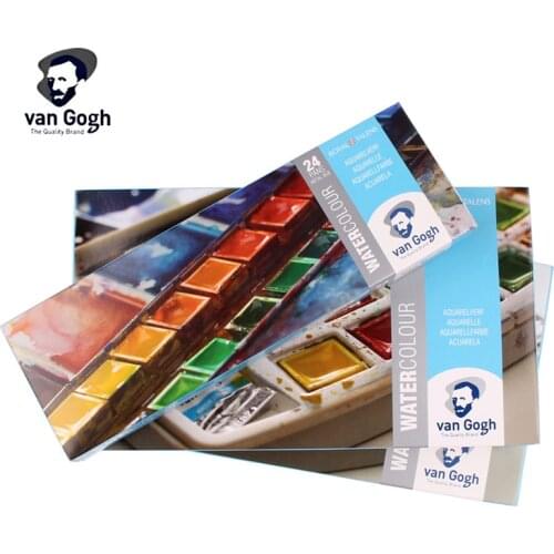 VAN GOGH Watercolor Paint Blocky Solid Watercolor Tin Box 12/15/18/24 Colors Pigment Tubular Watercolor Painting Art Set