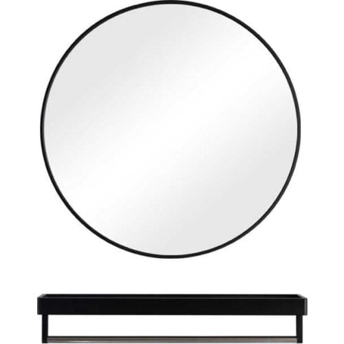 Bath Mirror with Storage Shelve Large Round Vanity Wall Mirror Bathroom Accessories Shower No Mist Wipe Clean Cosmetic Mirror