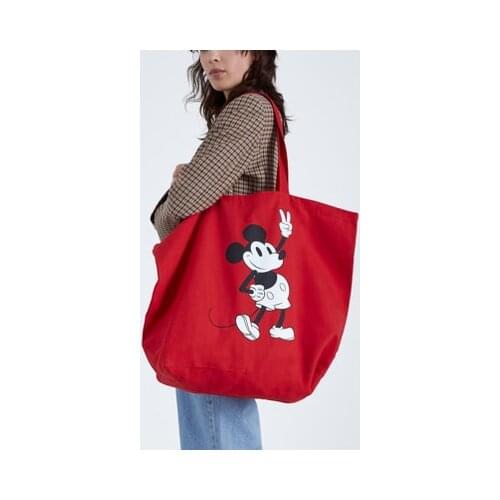 Lady shoulder bag High capacity mickey mouse canves handbag cartoon shopping bag Disney big bag