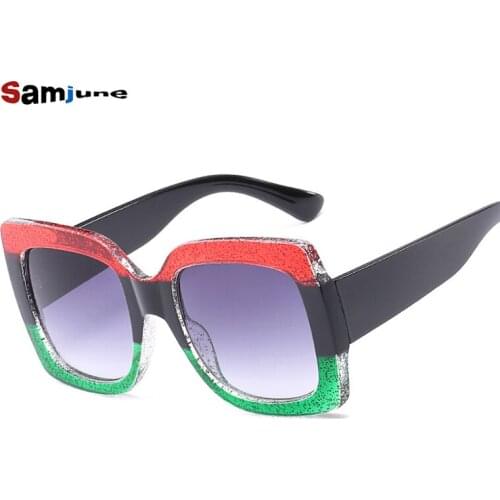 Samjune Oversized Square Sunglasses Women Fashion Gradient Lens Sun Glasses For Women Brand Luxury Black Green Red Shades UV400