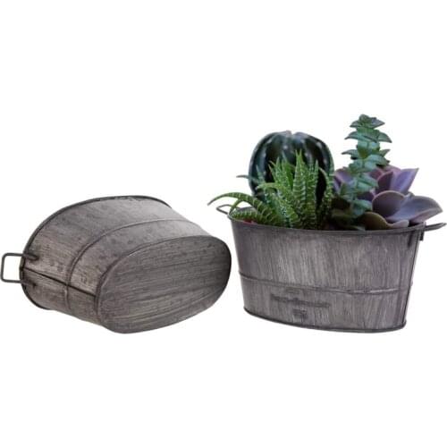 Garden Plant Pot Decorative Vintage Succulent planter Zinc coat Bucket Boxes Flower Pot Barrel Patio Yard Gardening Home