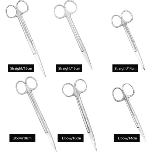 Farm Animal Veterinary Vet Medical Stainless Steel Surgical Scissors Straight curved Tip Scissors 14cm/16cm/18cm Farming Tools