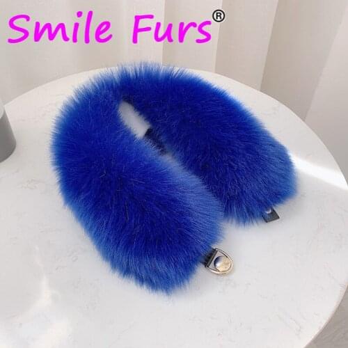 Winter Women Fashion Scarf 53*12cm Thickened Fluffy Furry Faux Fox Fur Collar Snap design Solid Scarves Neck Warmer Wrap Muffler