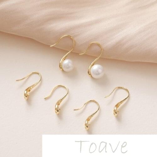 Gold-clad copper plated real gold stick single pearl ear hook diy material accessories