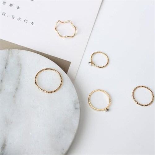 HIP Hop 1 set Wave five-piece personalized fashion ring For Women Jewelry Dropshiping