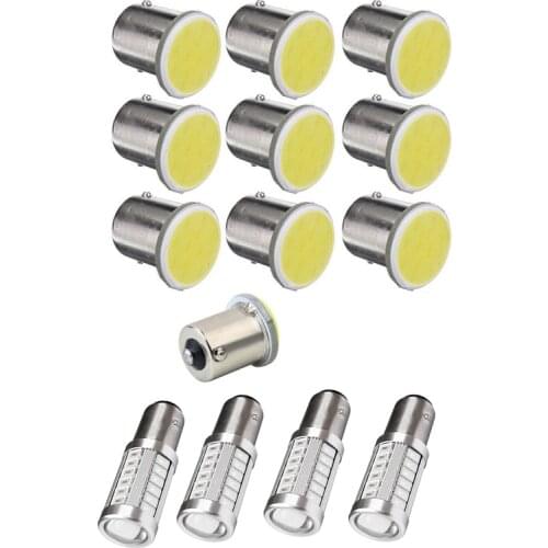 10Pcs BA15S P21W Led Car LED 1156 Lamp COB 12 SMD 12V Voltage & 4Pcs 1157 P21/5W Bay15D 33 Smd Led Auto Brake Lights