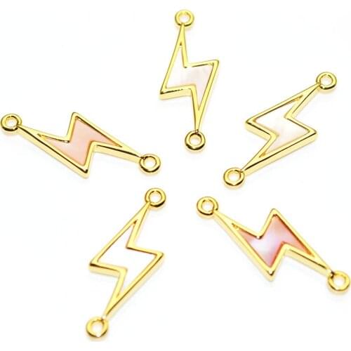DIY Jewelry Making Connectors Gold Plating Lightning Shape Connection Double Loop For Earrings Bracelets Making Findings 10pcs