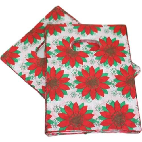 2016 New Design Wholesale 100pcs/lot 15*20cm Sunflower Plastic Shopping Bags With Handle Favor Present Gift Packaging