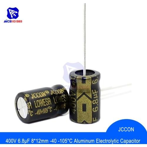 10PCS/Lot Aluminum Electrolytic Capacitor 400V 6.8μF 8x12mm High Frequency Low ESR -40 -105℃ 400V6.8μF 8*12mm Capacitor