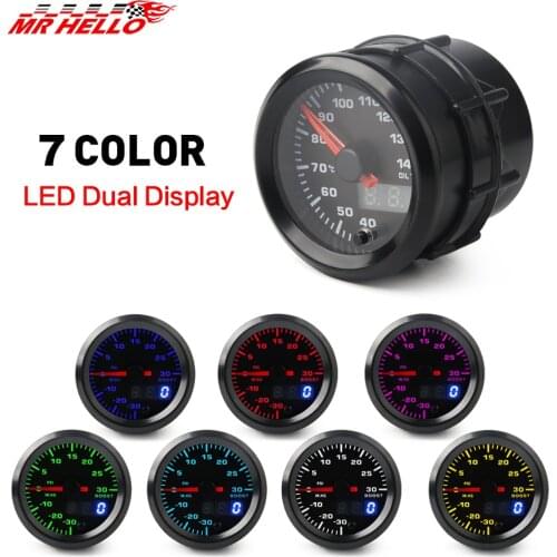 2" 52mm 7 Colors LED Dual Display Boost/Water/Oil temp/Oil pressure/Volt/Air fuel Ratio/EGT/Tachometer Car Gauge +Gauge Pods