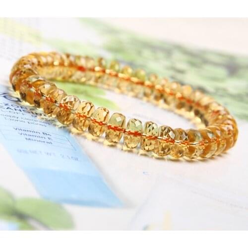 Free shipping Genuine Natural Citrine Quartz Crystal Marquise Beads Bracelet 7mm AAAA