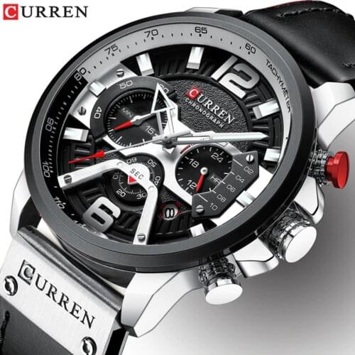 CURREN Sports Wrist Watch Men Luxury Waterproof Relogio Masculino Fashion Brand Military Mens Wristwatch Quartz Black White