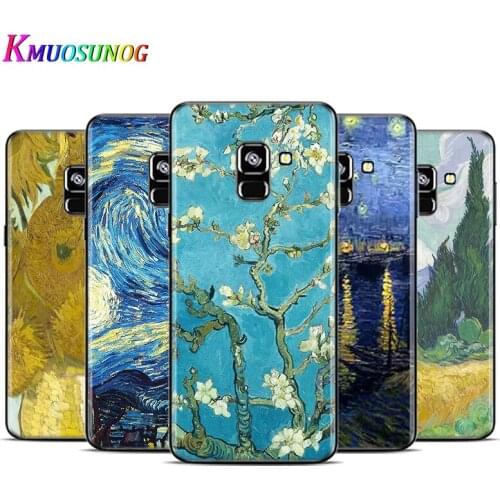 Van Gogh sun Flower For Samsung Galaxy A9 A9S A8 A8S A7 A750 A6 A6S A5 A3 Plus Star 2016 2017 2018 Black Phone Case