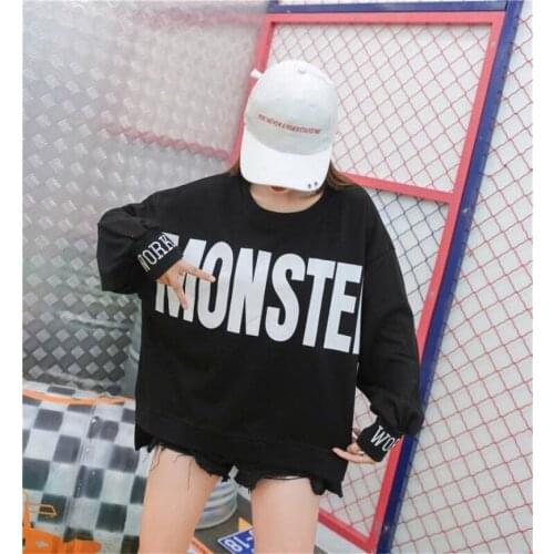 Spring Cute Women Casual Tshirt Streetwear Female Tops Tee Long Sleeve Letter Printed Loose T Shirt Japanese Ladies Clothes