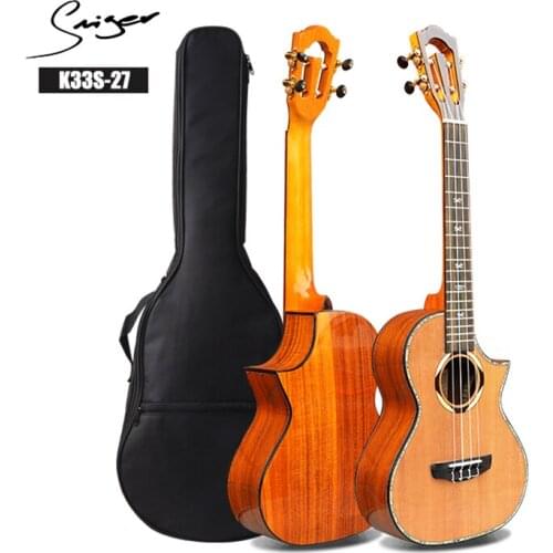 Smiger Soild Cedar Ukulele K33S-27 21inch Soprano Ukulele Rosewood 4 Strings Koa Cutaway Hawaii Ukulele With Bag