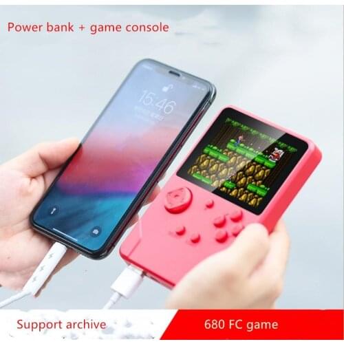 Coolbaby new retro power bank game console built in 5000 mah 680 FC game support double player TV connection handle game