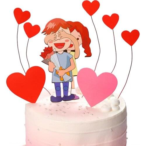 Ins Love Couples Happy Birthday Cake Toppers Anniversary Wedding Valentines Day Party Decorations Baking Supplies Sweet Gifts