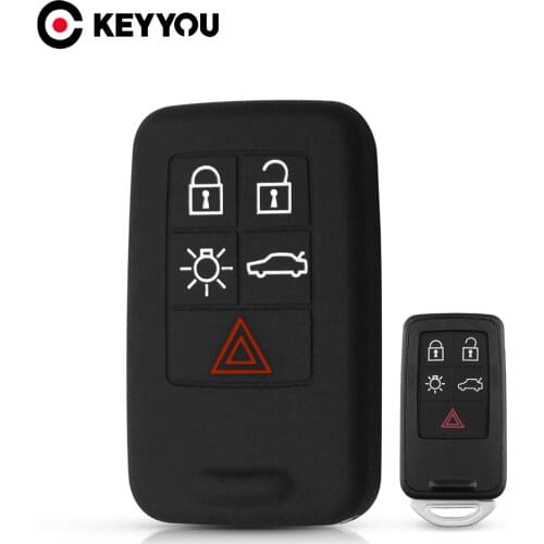 KEYYOU 5 Button Silicone Car Key Case For Volvo XC60 XC40 S90 V40 XC70 V70 S40 V50 S60L V40 V60 S80 XC70 KYDZ Remote Fob Cover