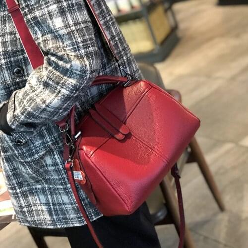 Classic Lichi Pattern Cowhide Leather Womens Handbag Soft High Quality 2 Straps Female Shoulder Crossbody Bag Office Tote Bag