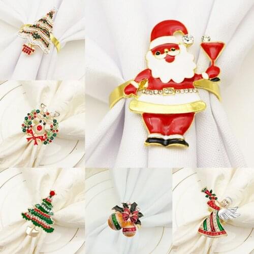 Restaurant Christmas Tree Napkin Ring Decoration Elk Angel Christmas Tree Metal Napkin Ring Holiday Home Napkin Ring Decoration