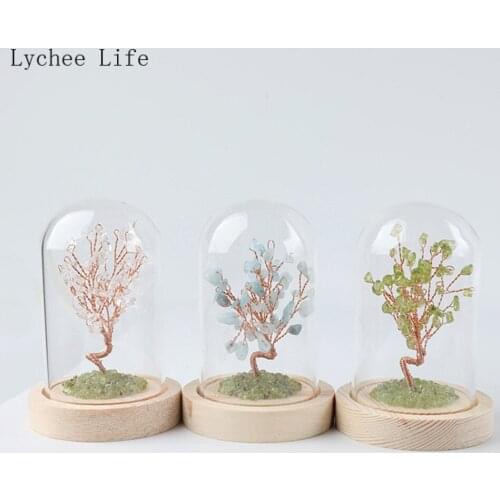 Lychee Life Crystal Tree Ornament Glass Handmade Crafts Home Decor Wooden Figurines Christmas Souvenirs Decor Ornaments