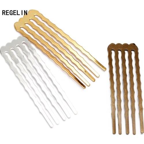 REGELIN 10pcs/lot 50mm 5/10/13teeth Copper Comb Hair Jewelry Making Finding Charm Women Hairs Findings Barrettes Retro Headwear