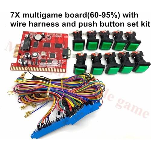 Casino Multigame 7X game pcb Red board Slot Game Board 7 in 1 poker games 36+10 pin wires 10pcs led Button Gambling Machine