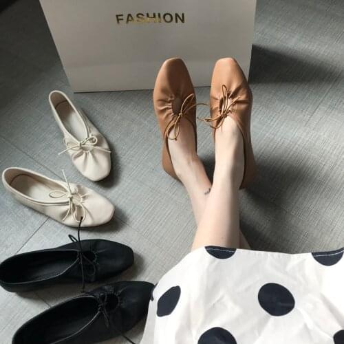 Fashion lace-up single shoes summer flat bottom 2021 new Korean fairy all-match comfortable soft sole grandma shoes