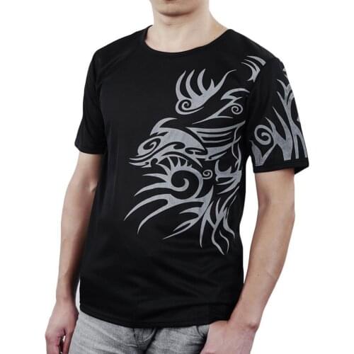 Mens Clothing Summer Style Male T-shirt Tattoos Printed Short Sleeve Crew Neck Tee T-Shirt Slim-Fit Top Tee Short Sleeve