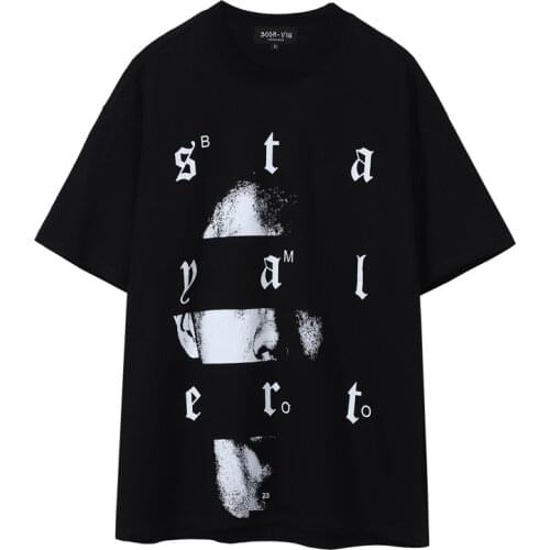 Mens Summer Tshirts Cotton Fashion Brand Short Sleeve T-shirt For Man Loose Fit Tshirt Men Wear Hip Hop Letter Printed T-shirt