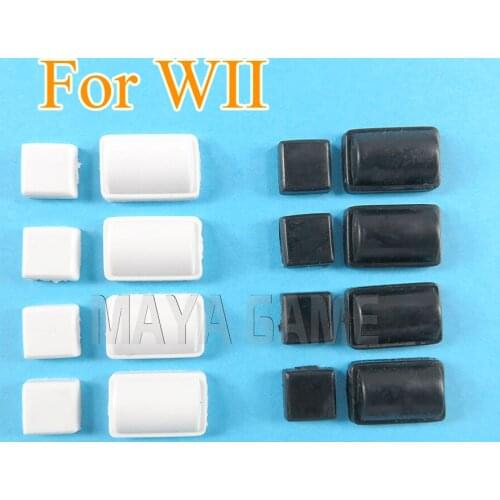 2sets 8 in 1 Screw Rubber Feet Cover Set for Nintendo WII Console screw Dust Cover black white