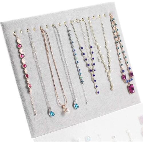 New High-Quality Velvet Memory Board Necklace Trading Rack for Pendants Women Rack Jewelry 17 Bracelet Hooks 4 Colors