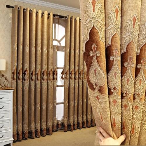 New European Style Embroidery Thickening Luxury Window Curtains For Living Room Balcony Bedroom Blackout Curtain Finished Fabric