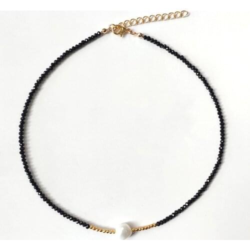 Natural Pearl Pendant Necklace Black Crystal Beaded choker Banquet Jewelry Female Elegant Neck Fashion Accessories Exquisite