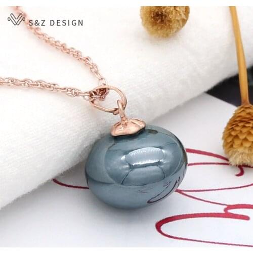 S&Z DESIGN Fashion Classic Temperament Imitation Big Bread Pearl Pendant 585 Rose Gold Necklace For Women Wedding Party Jewelry