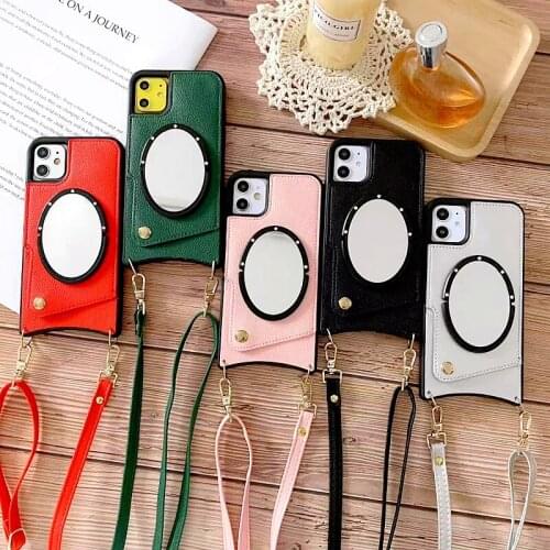 Necklace Lanyard For iPhone 12 11 Pro XS Max XR X 7 8 Plus SE 2020 Leather Ring Holder Strap Cord Chain Back Cover