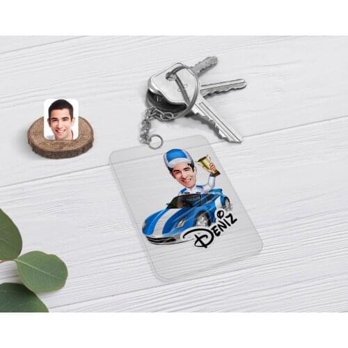 Personalized Men 'S Rallici Caricature Of Transparent Plexiglass keychain