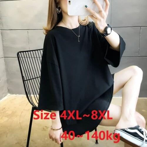 Plus Size 10XL 150kg Summer Black T Shirts Women O Neck Half Sleeve Casual T shirt Tops Large Size Loose Tops Tees Female