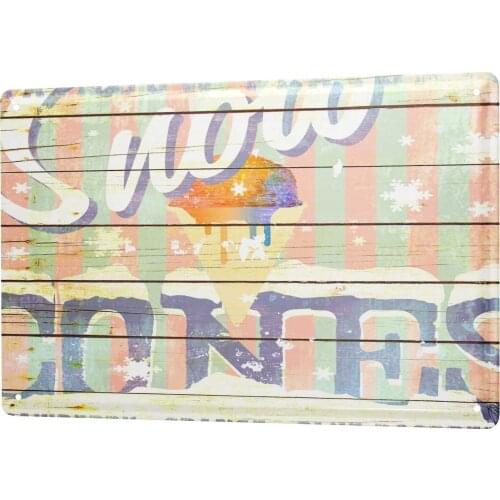 SINCE 2004 M.A. Allen Retro Tin Sign U.S. Deco Snow Cones Ice Cream Cones Advertising 20x30 cm Large Metal Wall Decoration
