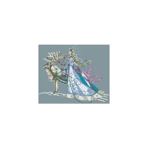 11CT/14CT/18CT Sky blue fabric Counted Cross Stitch Kit Angel of Spring Fairy Goddess with Violin SNOW GIRL MD143 with beads
