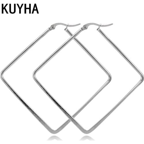 Hoop Earrings for Classic Geometric Silver Color 60MM Women Men Jewelry Punk Style Accessory Brincos Pendientes