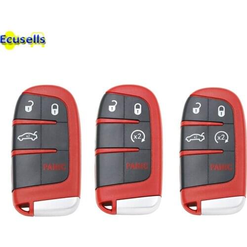 Replacement Remote Key Shell Case Fob 4 Buttons 5 buttons for Chrysler Jeep Dodge 2011-2018 -Red