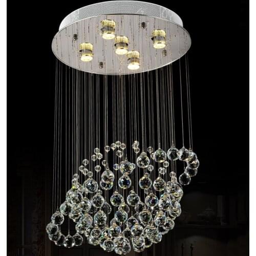 Modern GU10 Globe Crystal Flush Mount Lighting Fixtures Luxury Raindrop Ceiling Lamp Hotel Restaurant Lobby light Lighting PL500